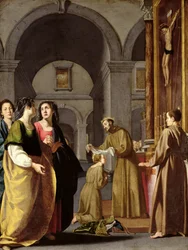 St. Clare tar emot slöjan från St. Franciskus av Assisi